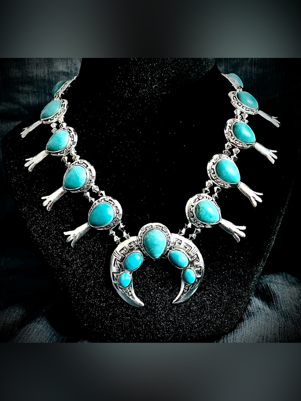 Turquoise Crescent Statement Necklace - Women Jewelry